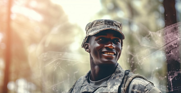 Foto un hombre sonriente con uniforme militar.