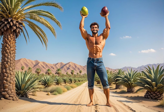 un hombre sosteniendo una pelota en el desierto