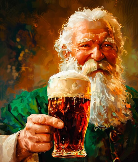 Foto un hombre sosteniendo un vaso de cerveza con una barba