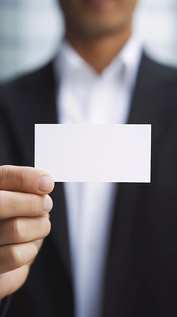 un hombre sostiene una tarjeta blanca que dice "eres una empresa".