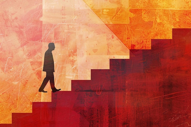 un hombre subiendo las escaleras