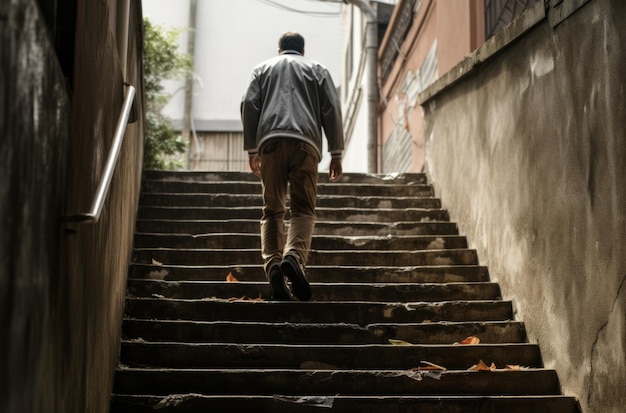 Hombre subiendo escaleras