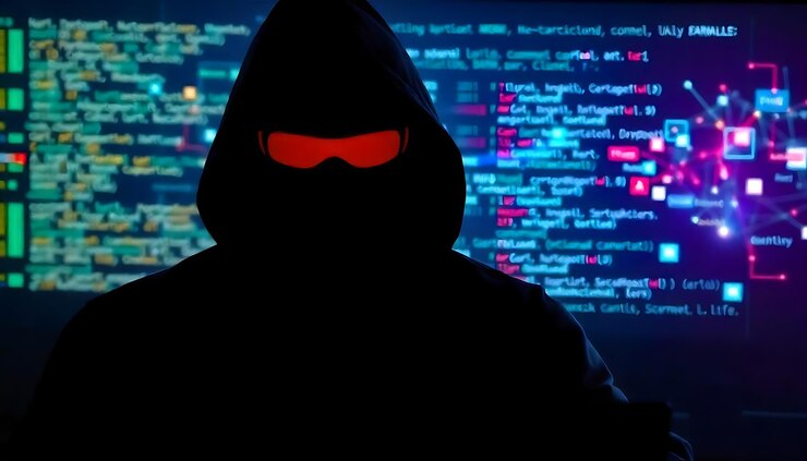 Foto un hombre con una sudadera negra está de pie frente a un monitor con la palabra "bio" en ella
