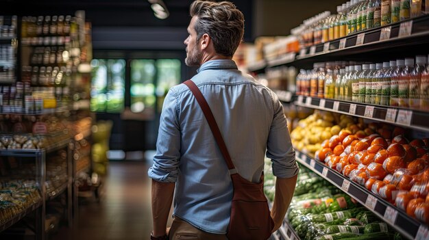 Hombre, en, supermercado