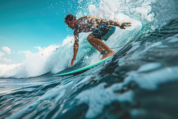 Un hombre surfeando en el mar