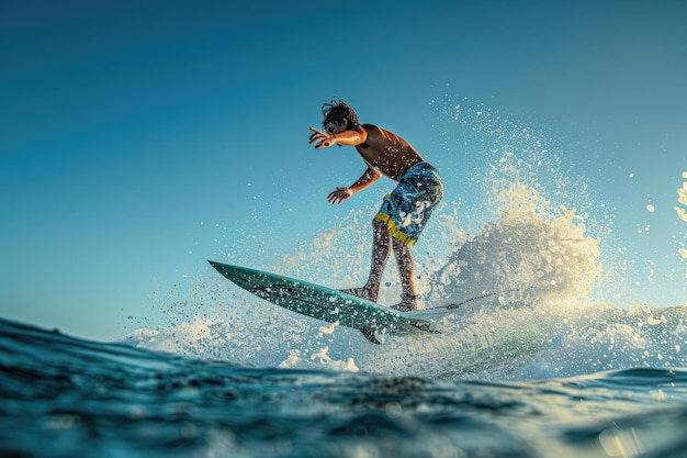 Un hombre surfeando en el mar