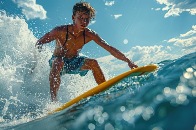 Un hombre surfeando en el mar