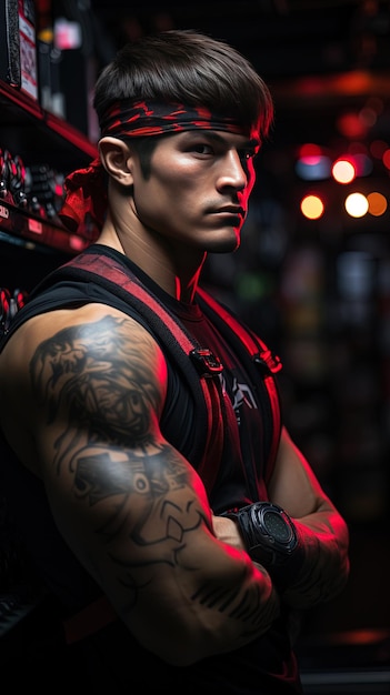 Foto un hombre con un tatuaje en el brazo