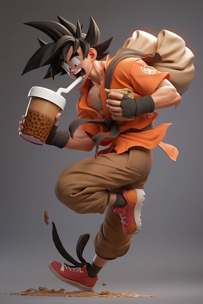 Un hombre con una taza de café está bebiendo de un vaso.