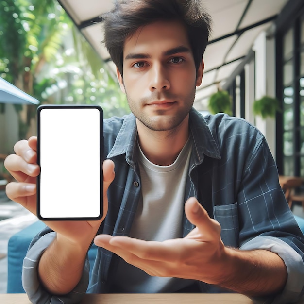 un hombre con un teléfono que dice Samsung