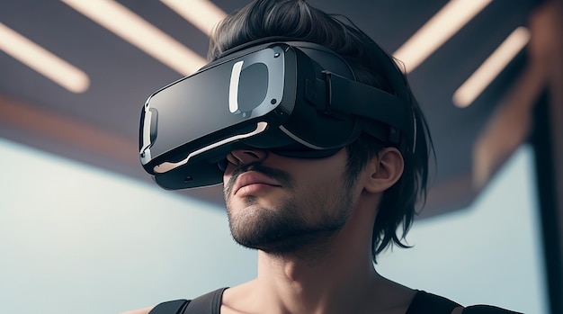 Hombre de tiro medio con gafas vr