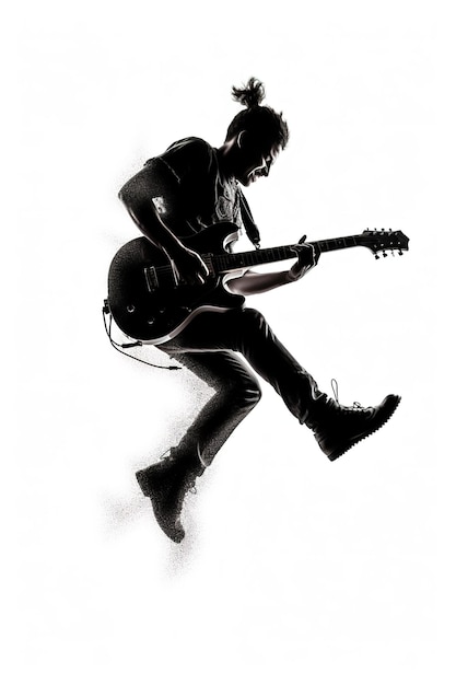 Foto un hombre toca la guitarra y lleva una camisa negra.