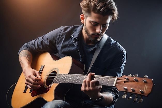 Foto hombre tocando la guitarra