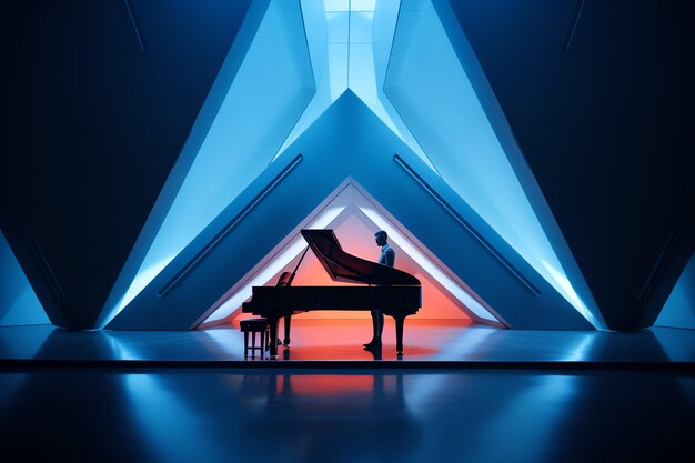 Foto un hombre tocando el piano en un escenario