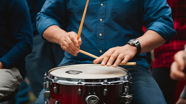 Foto hombre tocando el tambor