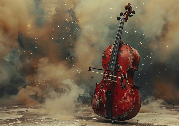 un hombre tocando un violín con un arco y gafas