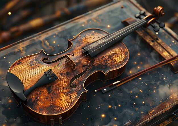 un hombre tocando un violín con un arco y gafas