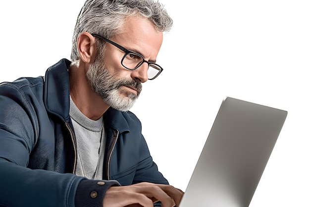 Un hombre trabajando en una computadora portátil