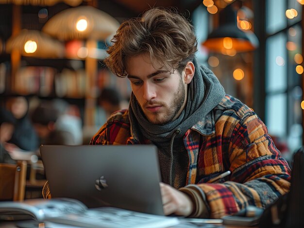 hombre trabajando en una computadora portátil