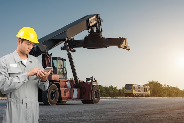 Foto hombre trabajando contra el cielo