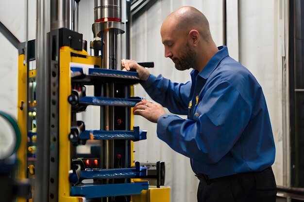 Foto un hombre está trabajando en una máquina con el número 4 en él