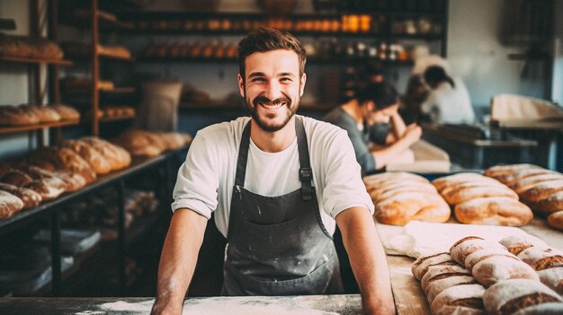 Hombre trabajando en una panadería