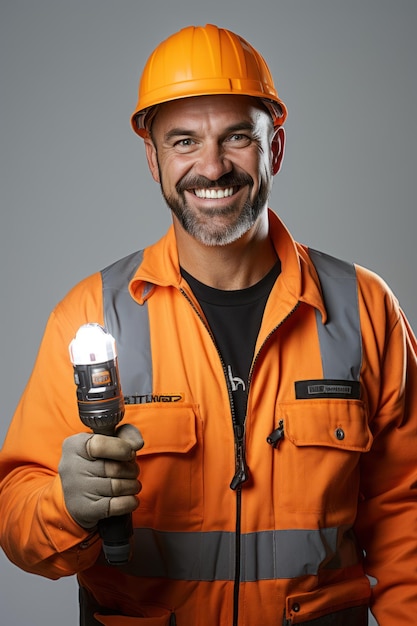 Hombre de trabajo feliz aislado