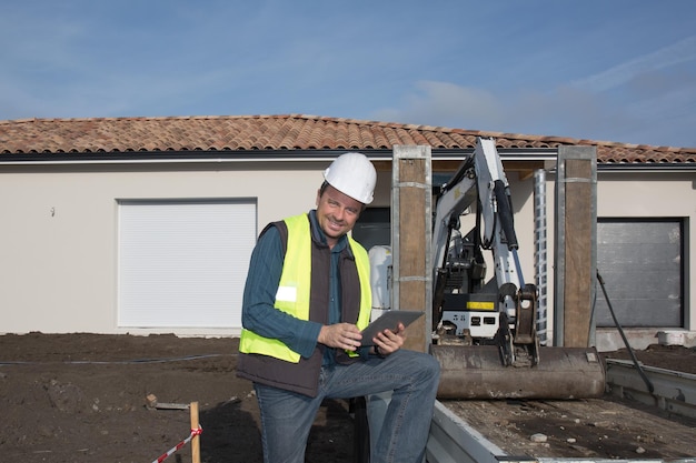 Hombre en el trabajo en un sitio de construcción