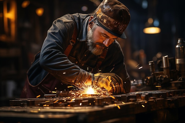 hombre en el trabajo de soldadura