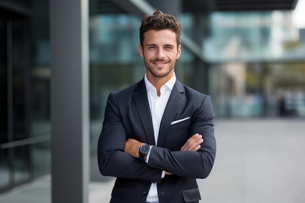 Un hombre de traje con camisa blanca y corbata negra.