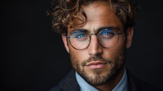 Un hombre con traje y corbata y gafas