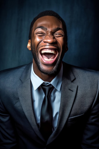 Un hombre de traje con corbata negra y camisa blanca que dice 'soy un hombre'