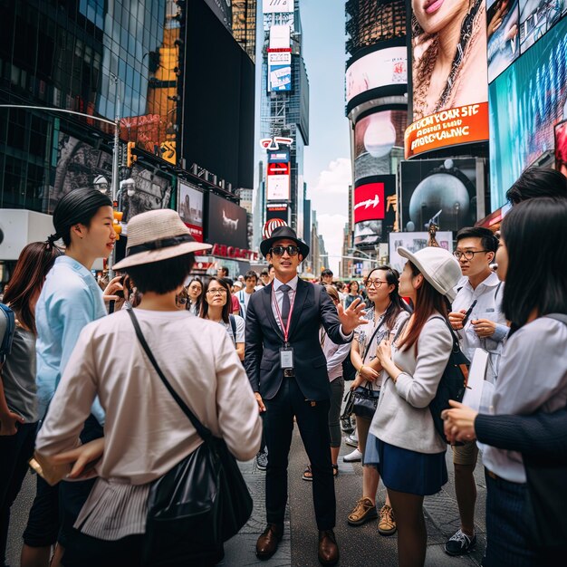 Foto un hombre de traje y corbata está de pie frente a una cartelera que dice no preguntes