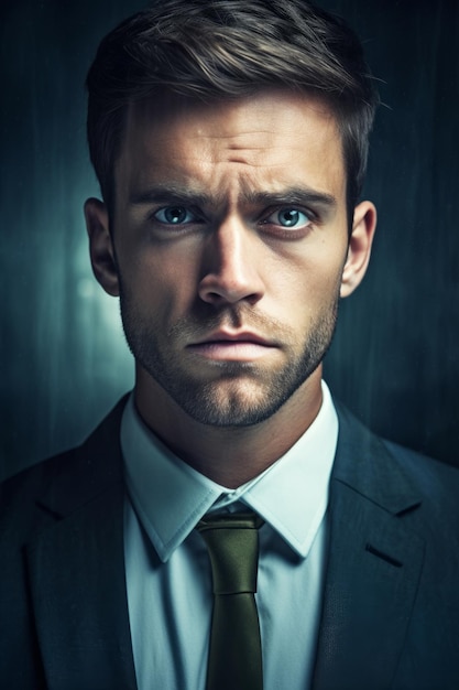 Hombre de traje con corbata verde