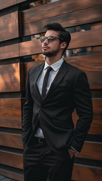 un hombre en traje y gafas de sol mira a la cámara