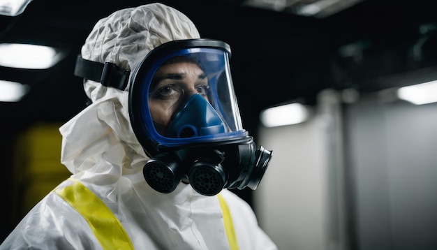 Un hombre con un traje de protección