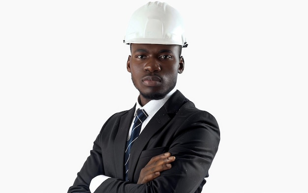 Hombre de traje y sombrero blanco de pie