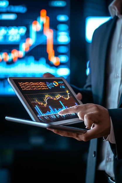 Foto un hombre de traje sosteniendo una computadora portátil