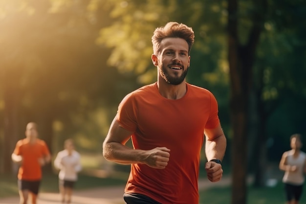 un hombre trotando en el ai generativo de parkcardio