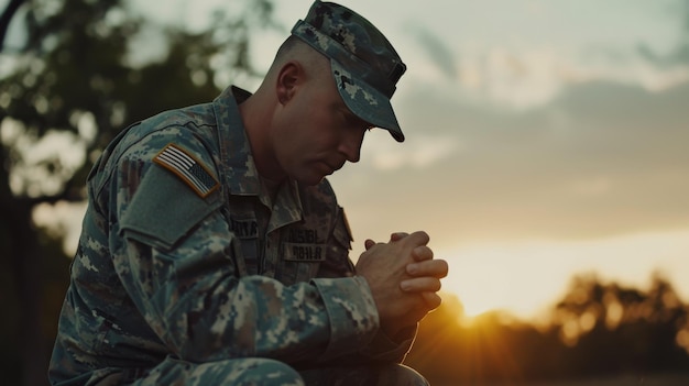 Hombre en uniforme militar haciendo un gesto con la mano Día de conmemoración