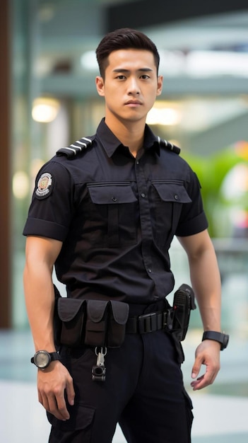 Un hombre con uniforme de policía posa para una foto.