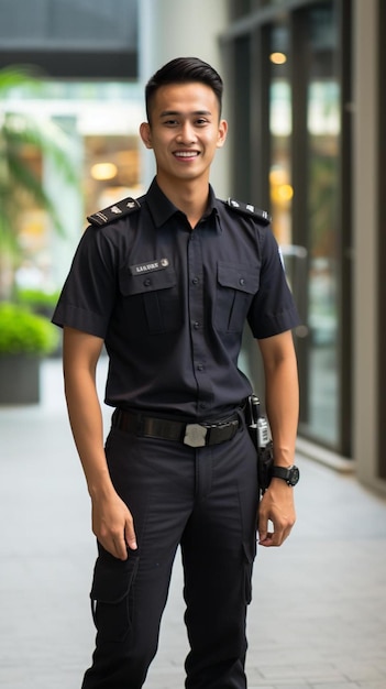 Un hombre con uniforme de policía posando para una foto.