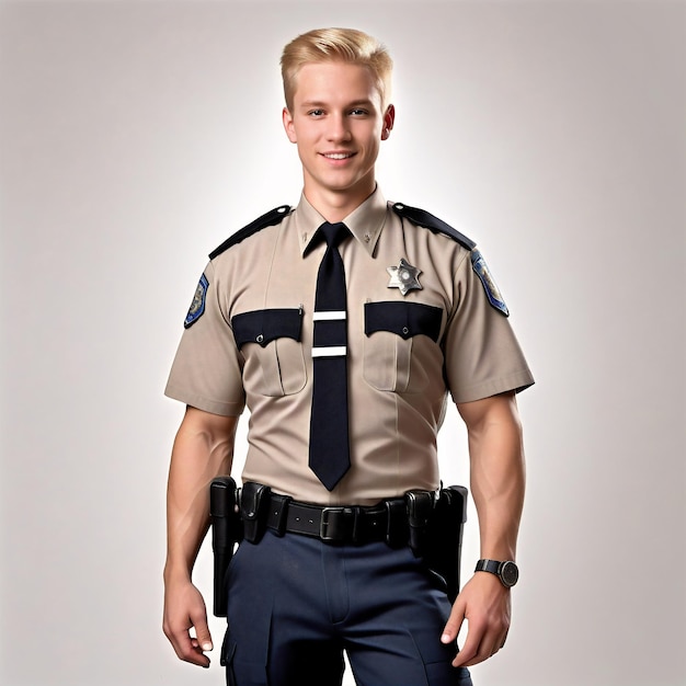 un hombre en uniforme de policía posando para una foto