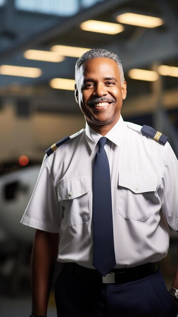 Foto un hombre en uniforme con una sonrisa en la cara