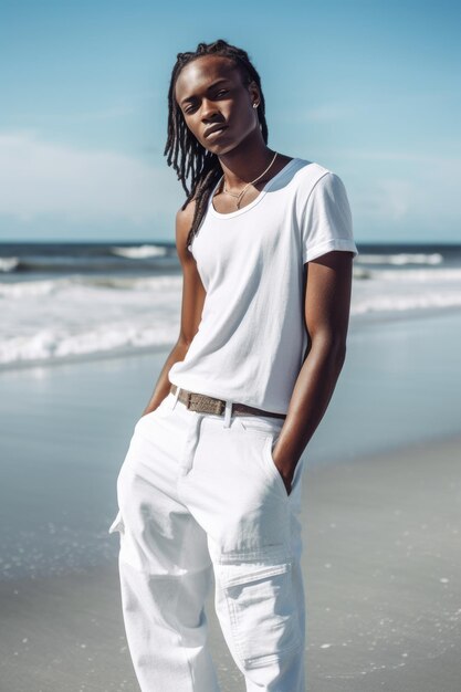 hombre vestido con una camiseta blanca