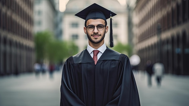 un hombre en un vestido de graduación