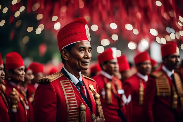 Un hombre vestido de rojo con las palabras "tuk" en el frente.