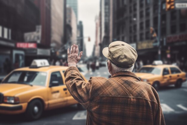 Hombre viejo taxi de la ciudad Generate Ai