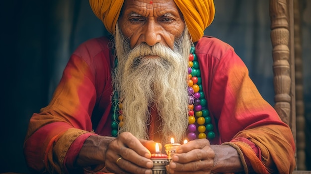 Foto hombre viejo con turbante