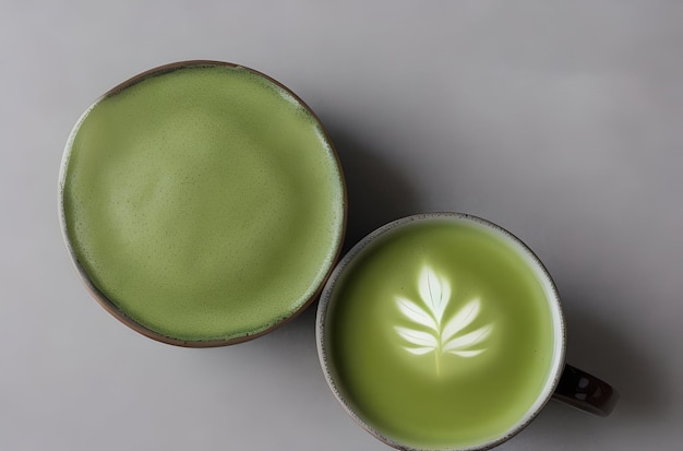 hombre vista superior con té matcha